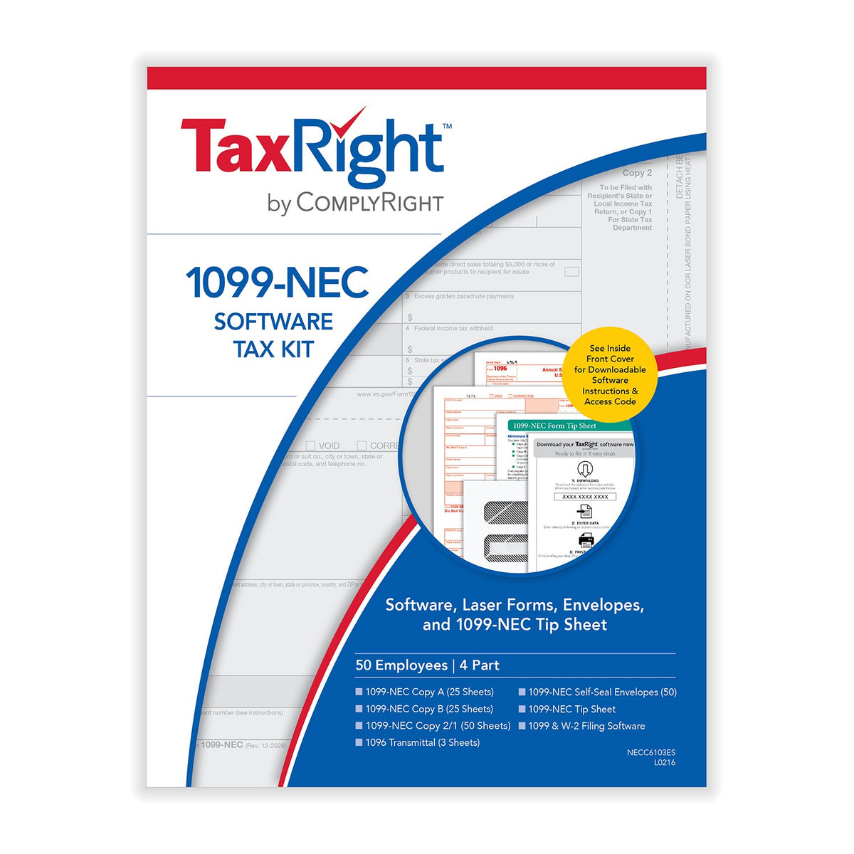 ComplyRight NECC6103ES Paper 1099-NEC Form, 8 1/2" x 11", White - Default Title
