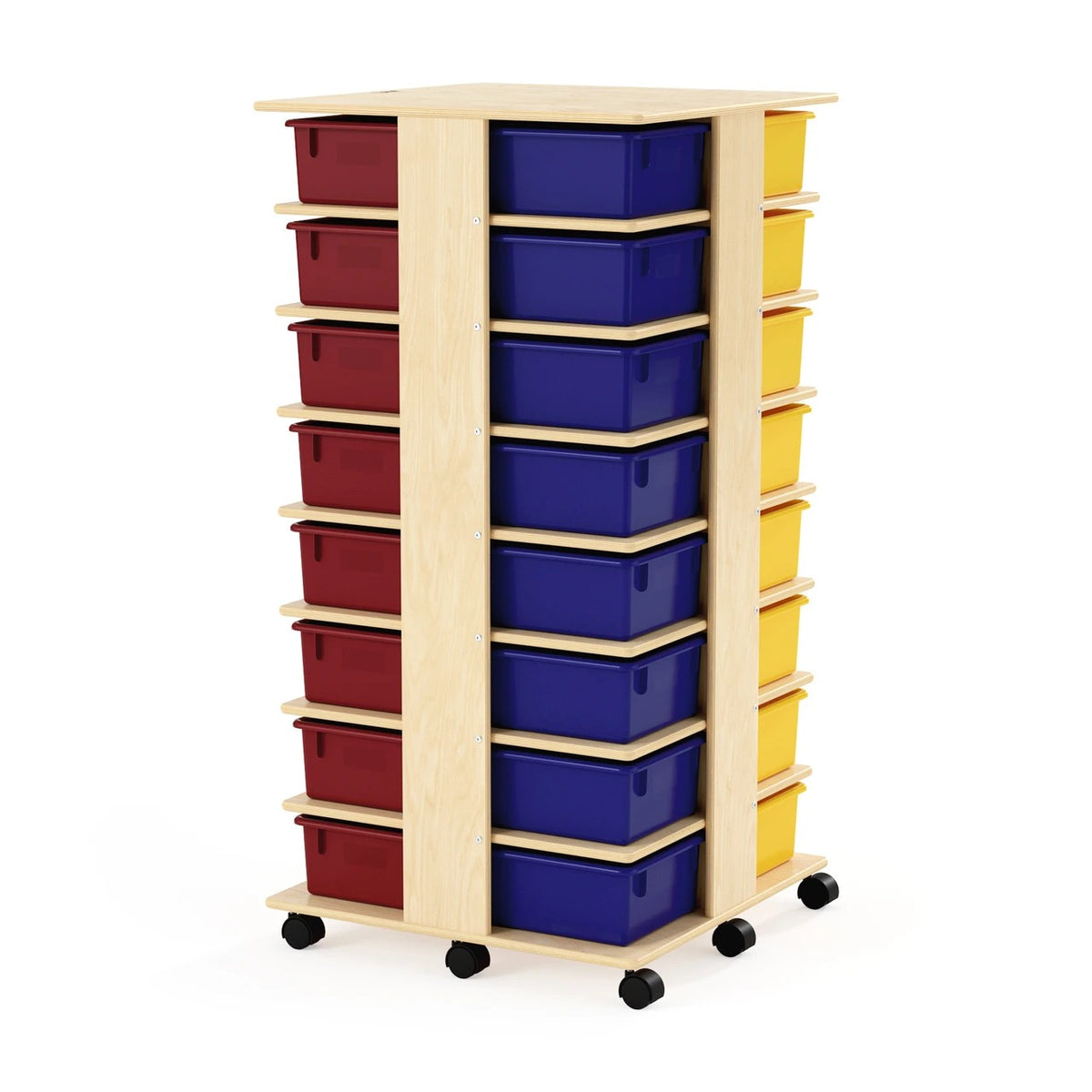Jonti-Craft Baltic Birch Wood Storage Tower, 27" Wide, Beige - 32 Lugs