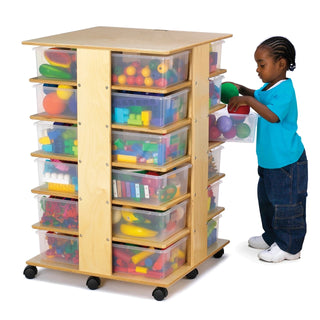 Jonti-Craft Baltic Birch Wood Storage Tower, 27" Wide, Beige - 24 Lugs