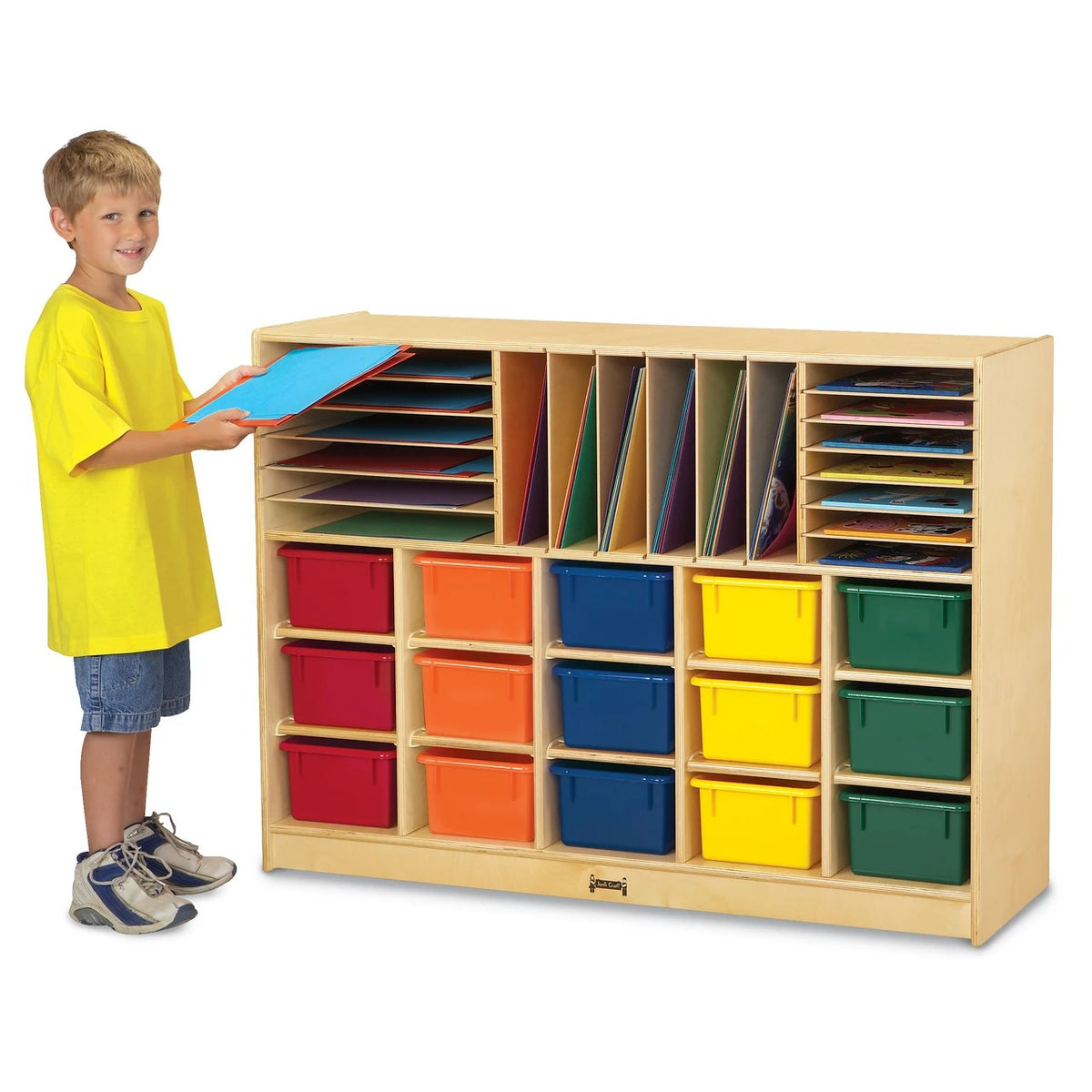 Jonti-Craft Baltic Birch Wood Storage Cabinet, 15 Lugs, Beige - 0416JC