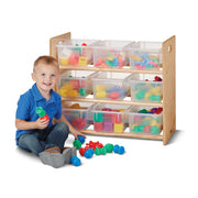 Jonti-Craft Baltic Birch Wood Storage Rack, 28 1/2" Wide, Brown - Clear
