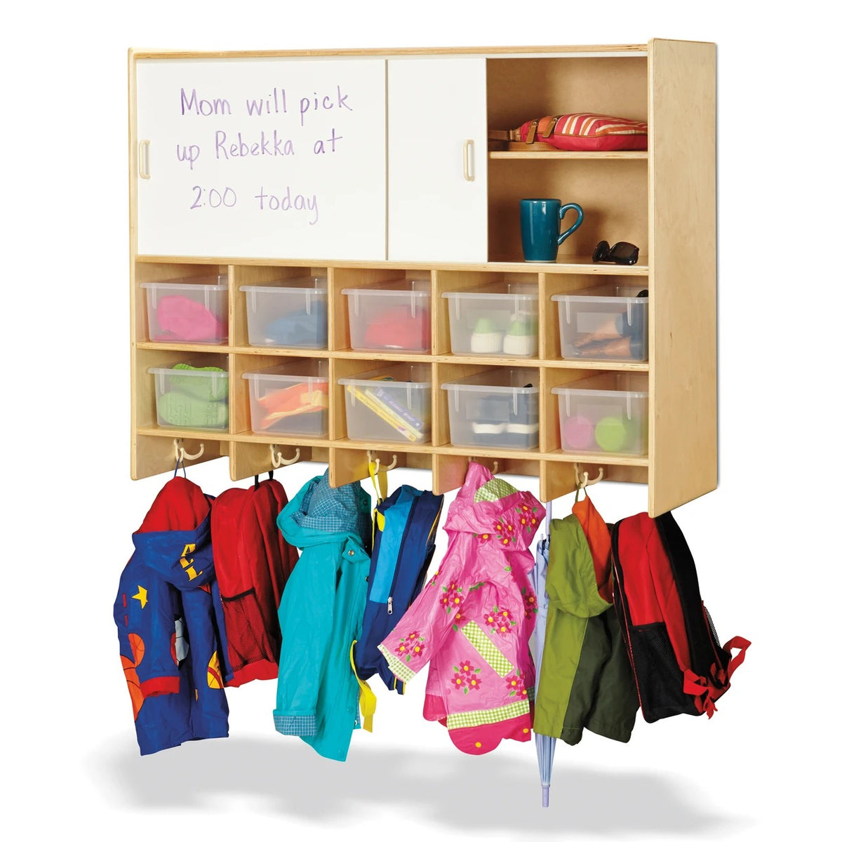 Jonti-Craft Baltic Birch Wood Coat Locker, 48" Wide, Beige - 08090JC