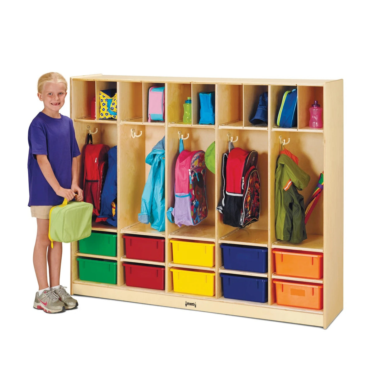 Jonti-Craft Baltic Birch Wood Large Locker Organizer, 60" Wide, Brown - 26857JC