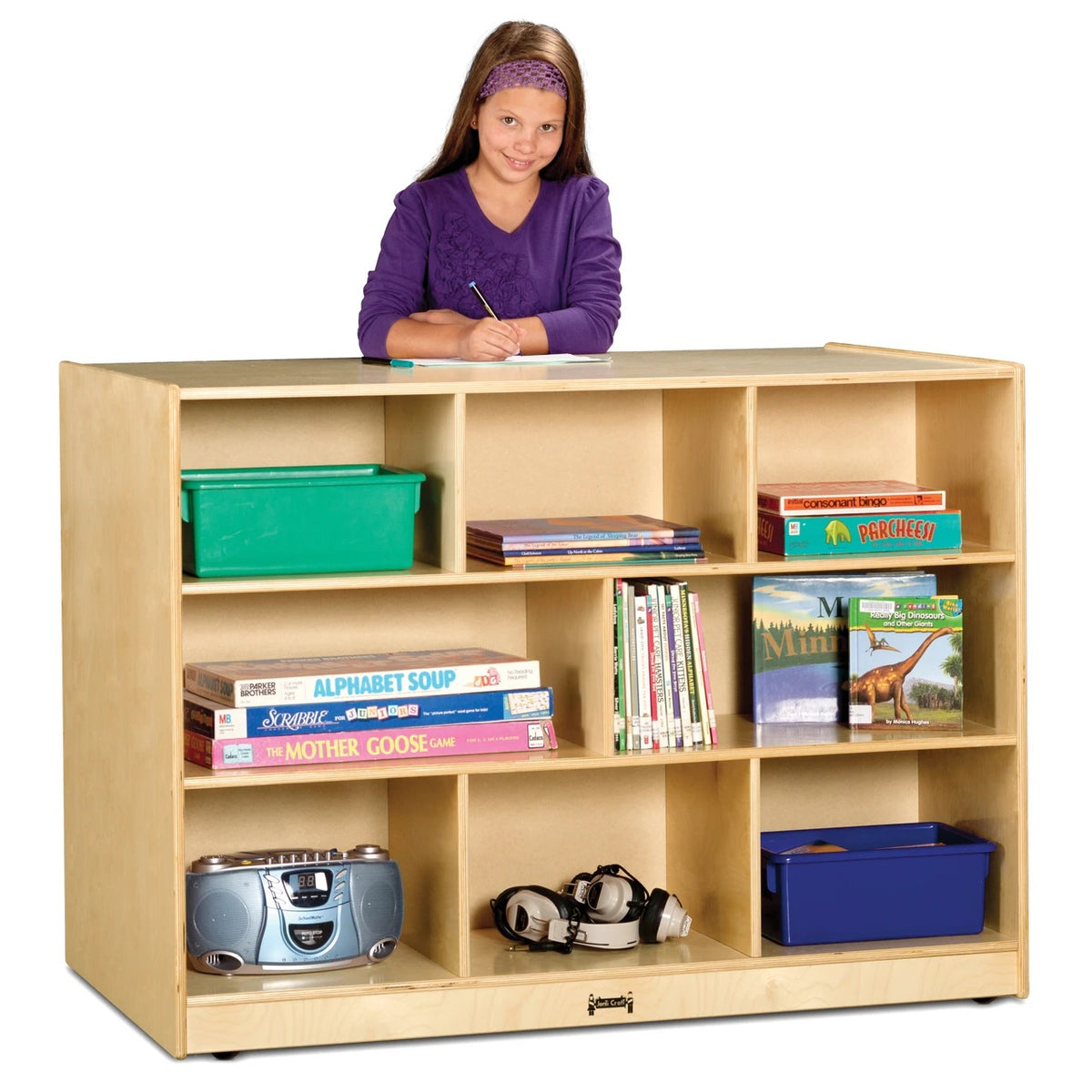 Jonti-Craft Baltic Birch Wood Storage Island, 48" Wide, Brown - 35 1/2"