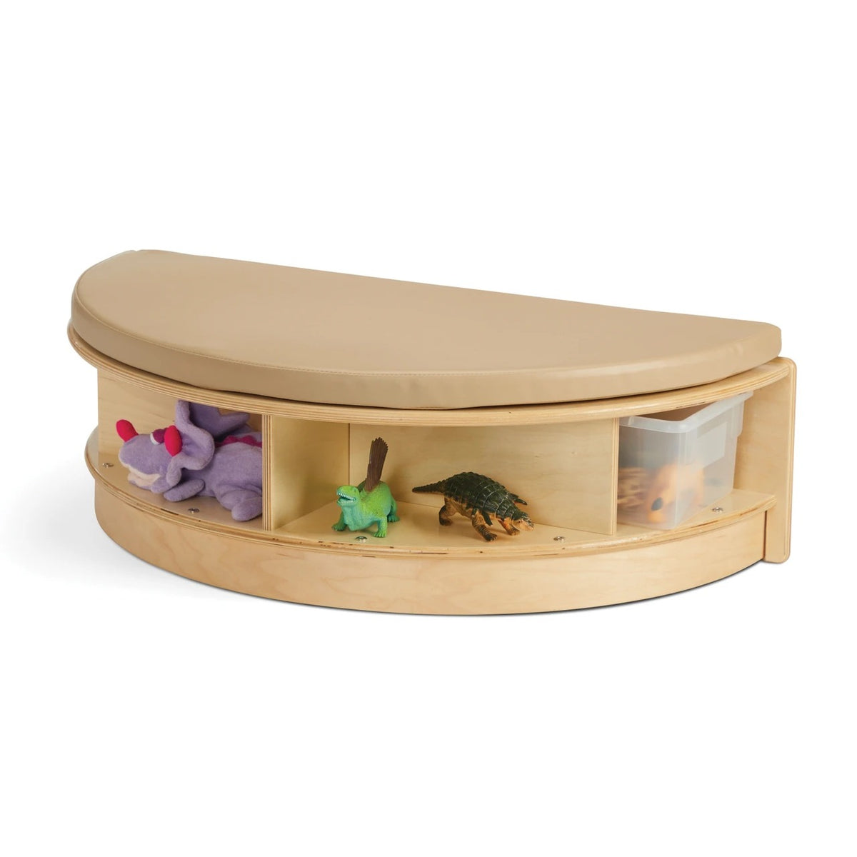 Jonti-Craft Baltic Birch Wood Semi-Circle Seat, 36" Wide - Brown