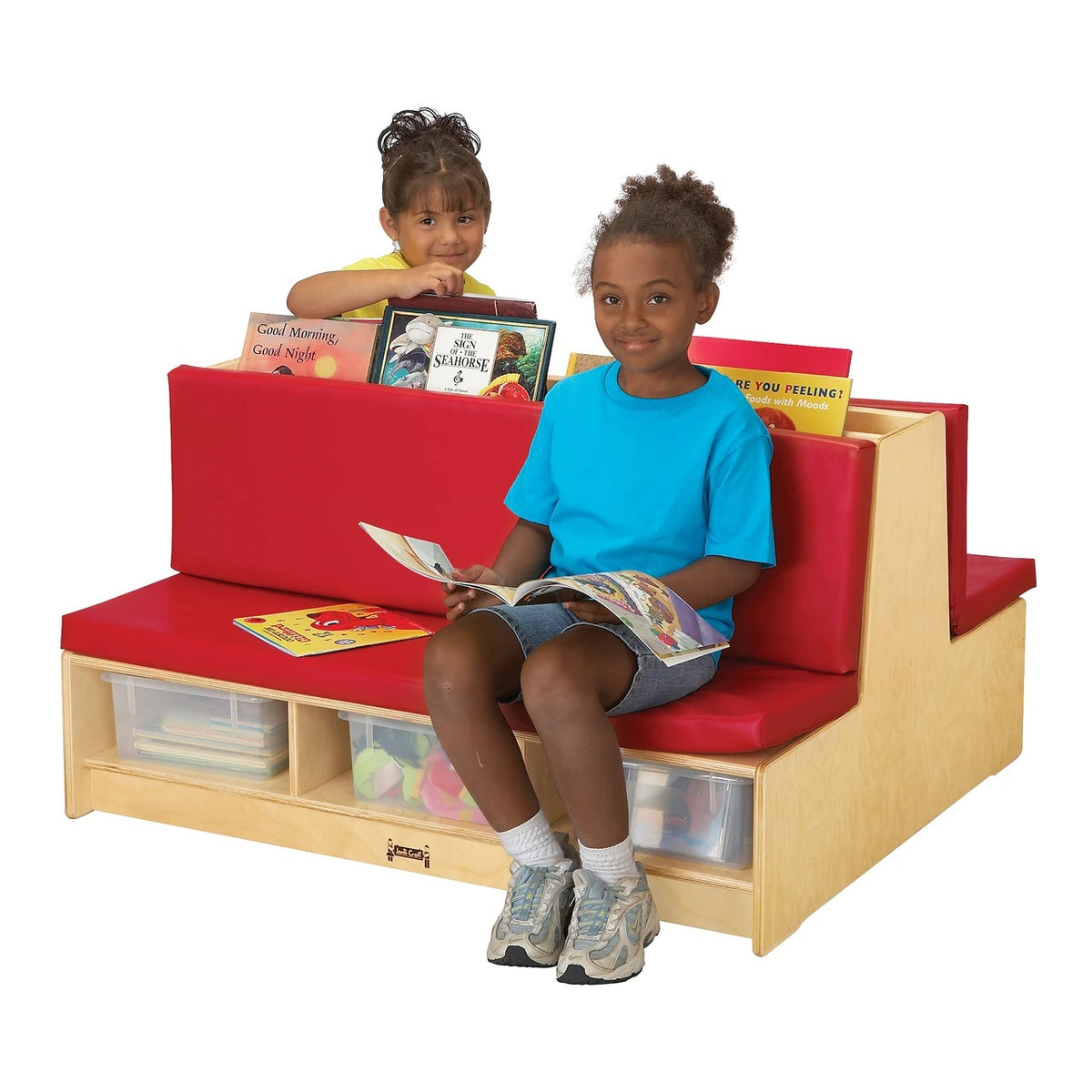 Jonti-Craft Baltic Birch Wood Couch, 42" Wide - Red