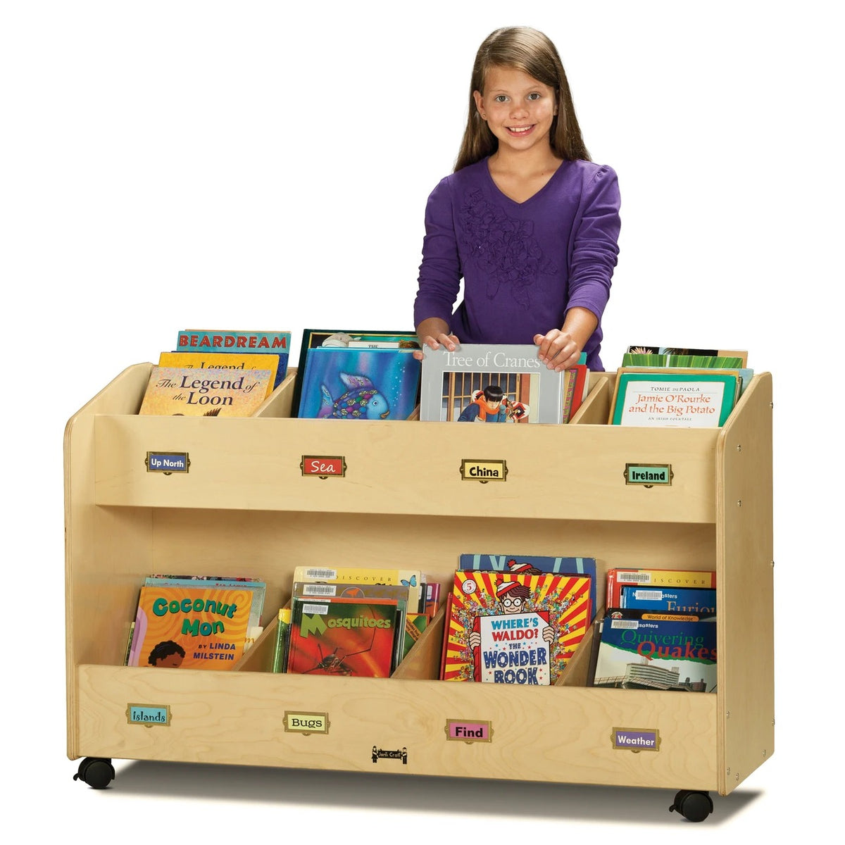 Jonti-Craft Baltic Birch Wood Organizer Display, 29 1/2" High, Brown - 48"