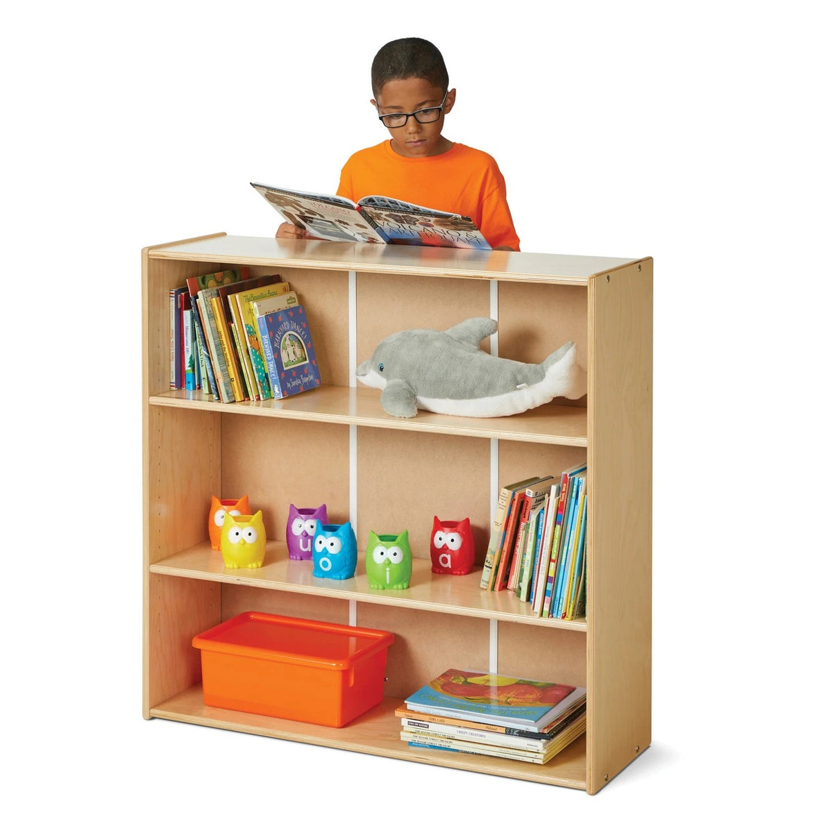 Young Time Laminate Bookcase, 36 1/2" Wide, Brown - 25 1/2"