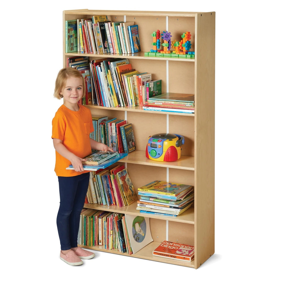 Young Time Laminate Bookcase, 36 1/2" Wide, Brown - 59 1/2"