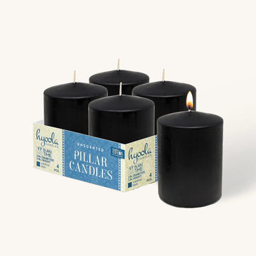 Hyoola Candles Paraffin Wax Pillar Candle, 2" Diameter, 24/Case - Black