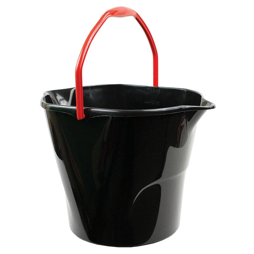 Libman Plastic Utility Bucket, 3 gal., 6/Case - Black Red