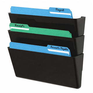 Deflecto 73402 Plastic Wall File System, 13" Wide, Black