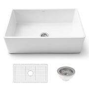 Ruvati Fireclay Sink, 20" Wide, White - 33"