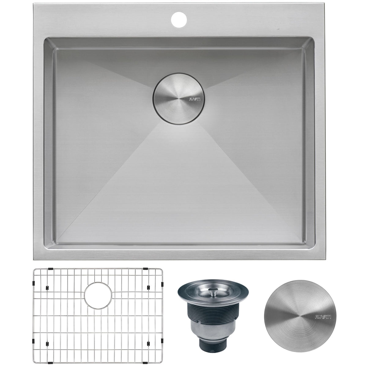Ruvati RVU6015 Stainless Steel Drop-In Sink, 22" x 25", Silver - Default Title