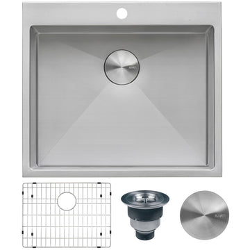 Ruvati RVU6015 Stainless Steel Drop-In Sink, 22" x 25", Silver - Default Title