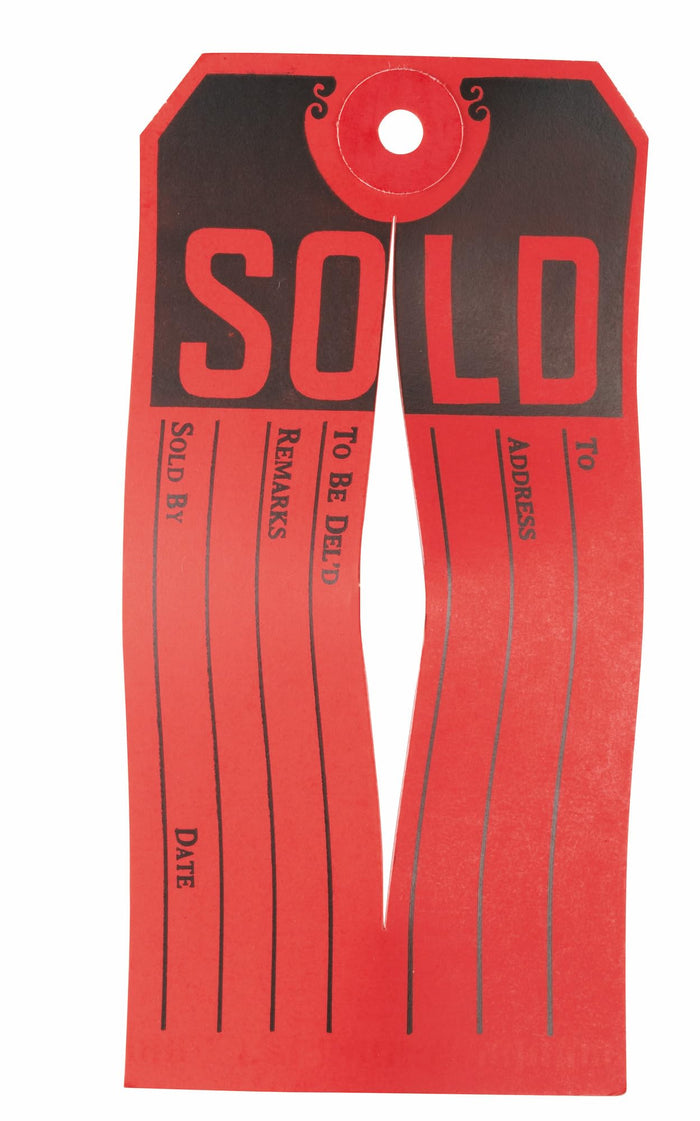 Avery® 15161 Sold Tags, Paper, 4 3/4 x 2 3/8, Red/Black (Box of 500)