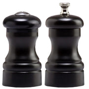 Chef Specialties Capstan Wood Pepper Set, 4" High, Black - Pepper Mill Salt Shaker Set