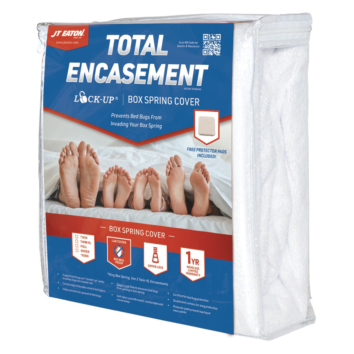J T Eaton & Co Fabric Bed Bug Box Spring Encasement, White