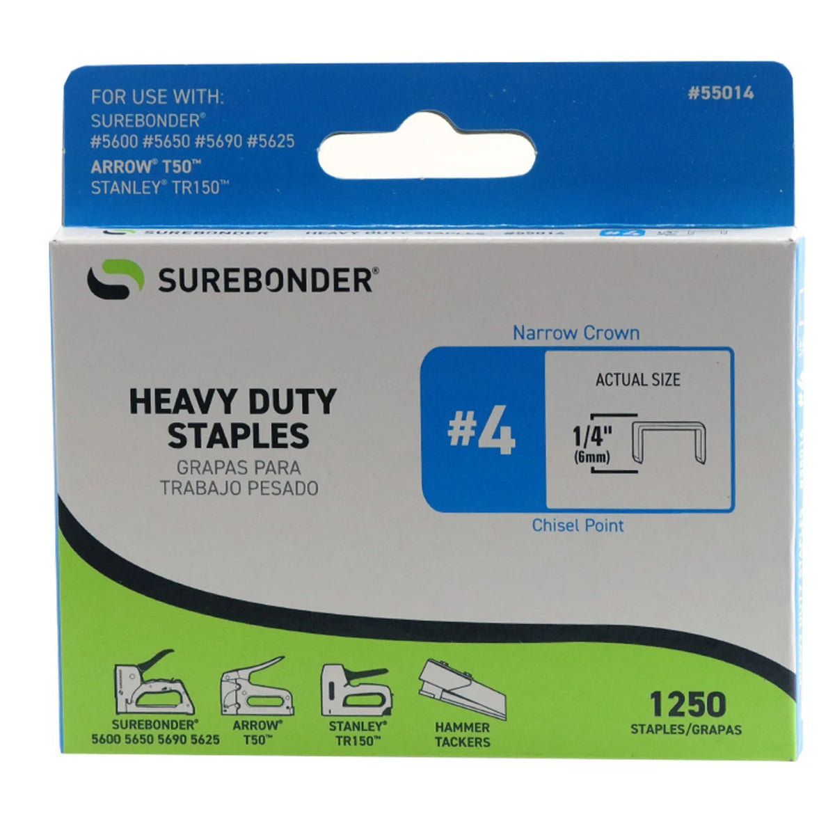 Surebonder Staple, 3/8" Wide, Silver, 50/Case - photo 2