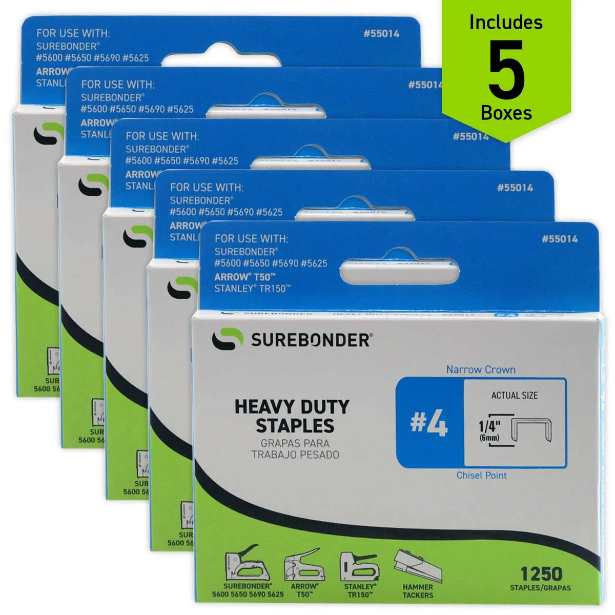Surebonder Staple, 3/8" Wide, Silver, 50/Case - photo 4