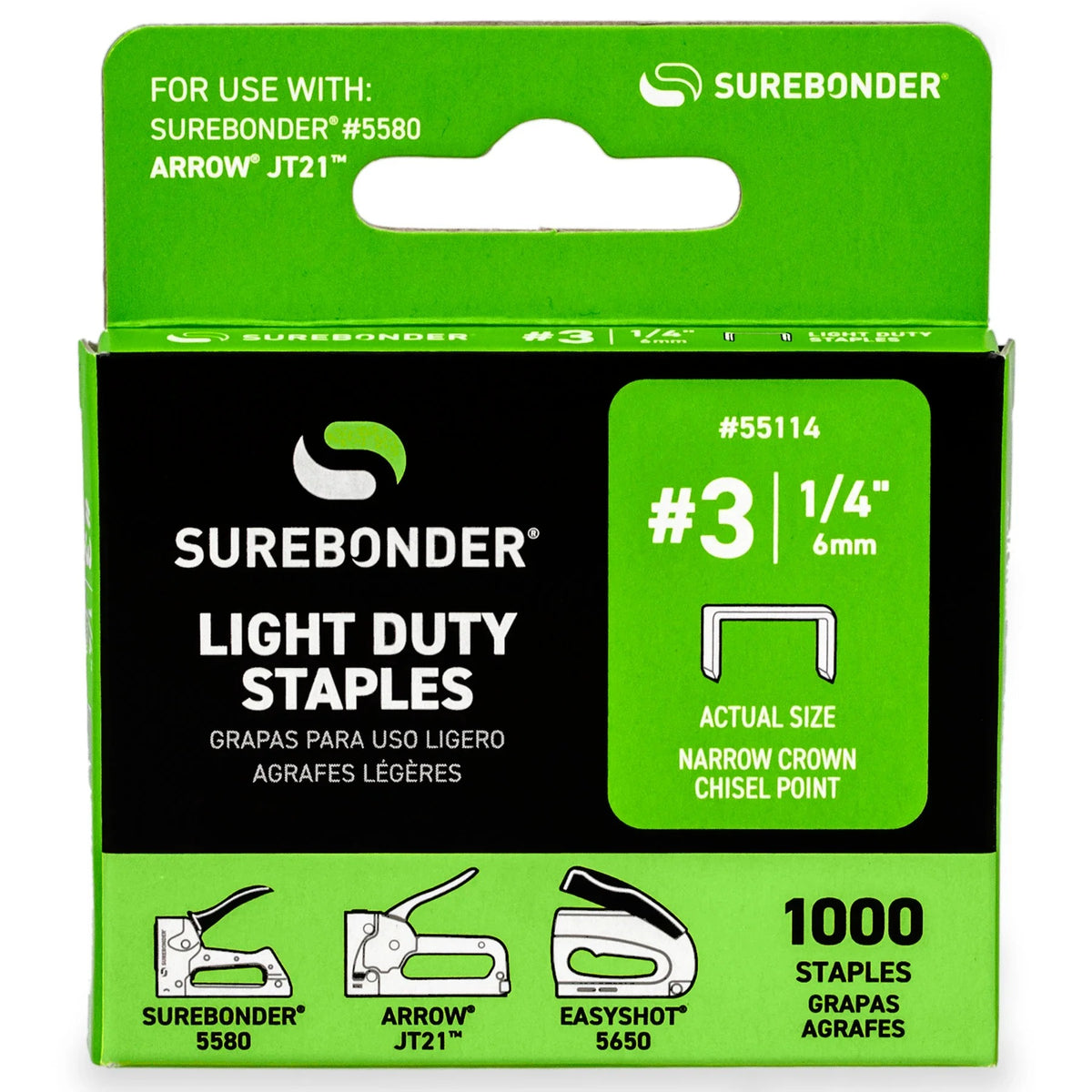 Surebonder Staple, Silver, 50/Case - 1/4"