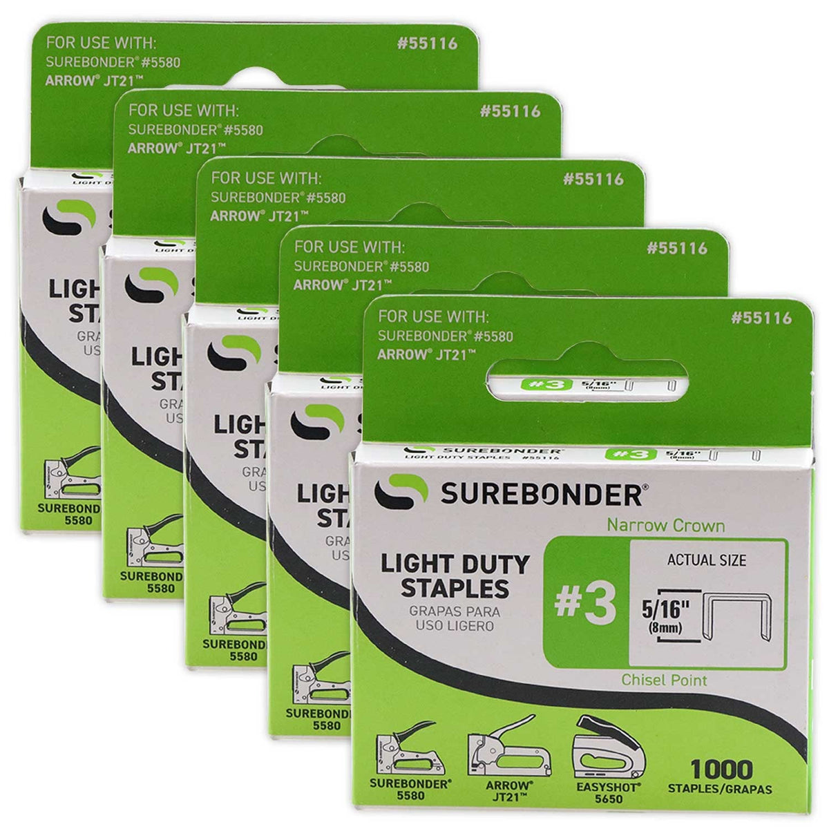 Surebonder Staple, Silver, 50/Case - 5/16"