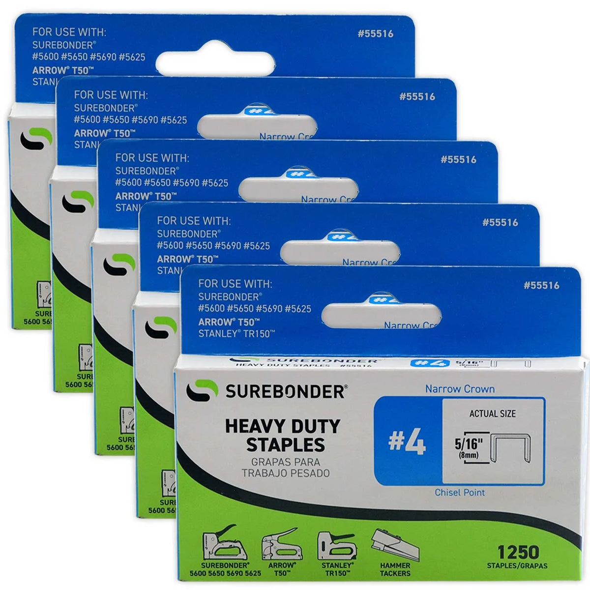 Surebonder Staple, 3/8" Wide, Silver, 50/Case - 5/16"