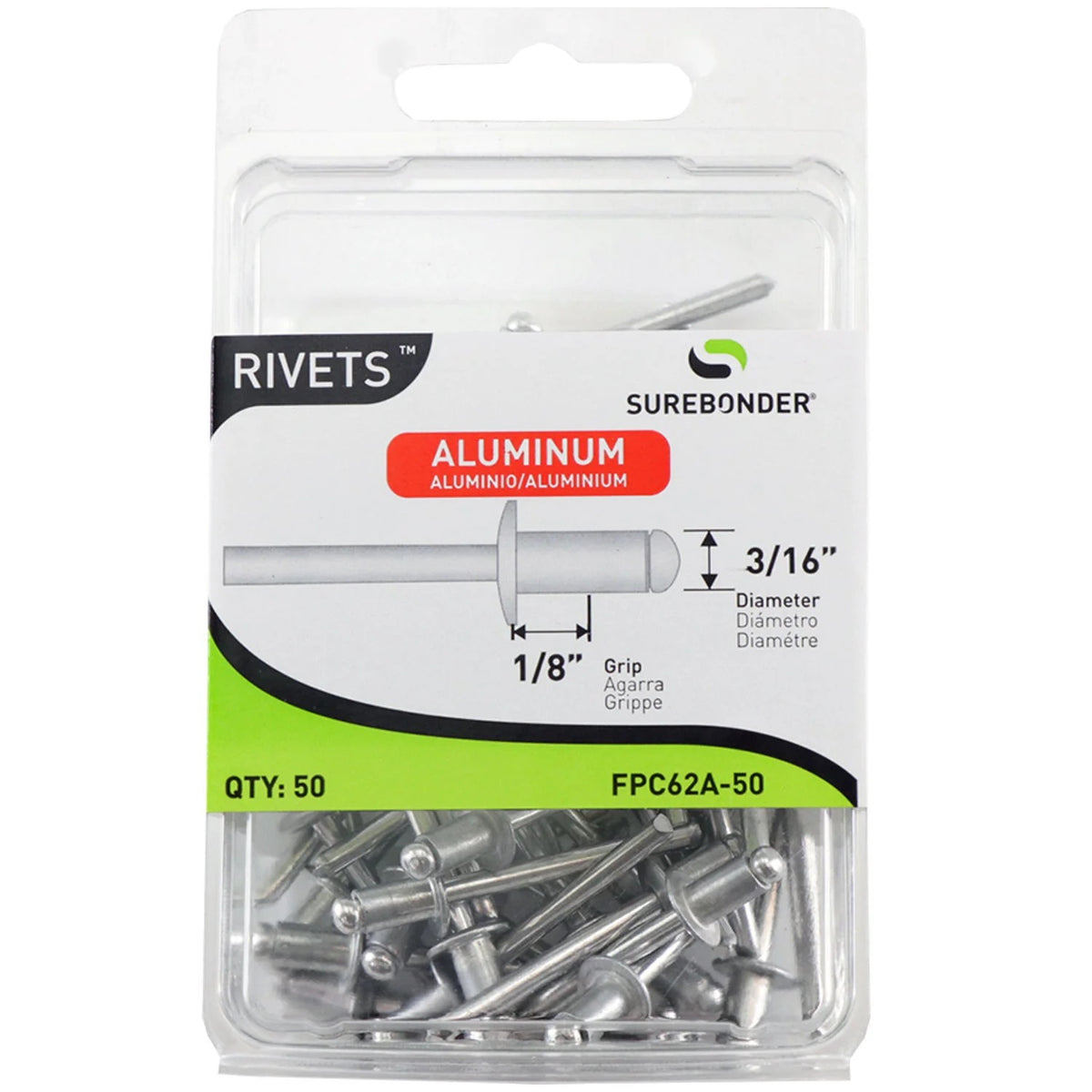 Surebonder Aluminum Rivet, 50/Case - 1/8"