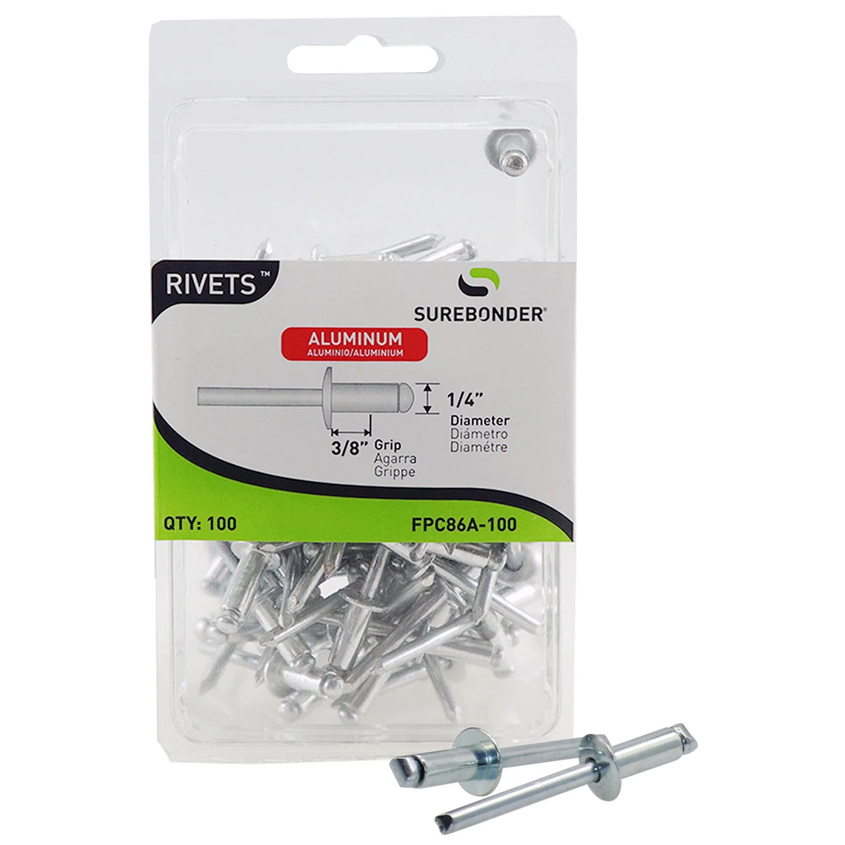 Surebonder Aluminum Rivet, 5/Case - FPC86A-100