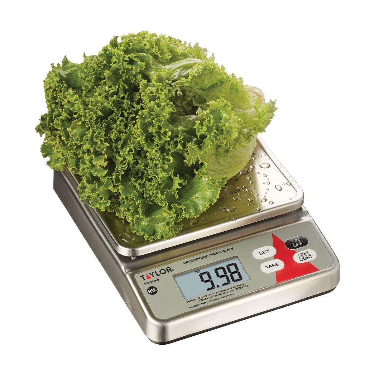 Taylor TE10SSW Stainless Steel Portion Control Scale, 10 lb. 160 oz. 5,000 Grams - photo 3