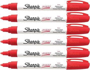 Sharpie Oil-Based Paint Marker, Medium Point, Red Ink, Pack of 6