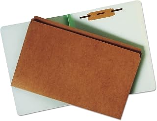 AbilityOne NSN9268981 - File Folder - Light Green Pressboard - End Tab, Straight cut, One 1-1/2 in Fastener, Letter