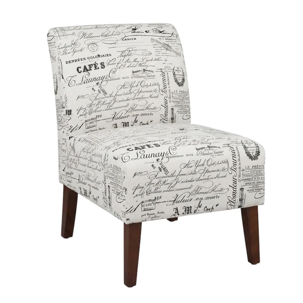 Linen Script Lily Chair in Brown by Furnifact – Eucalyptus Wood, Local Hardwoods, Fabric, Foam, Rubberwood,Plywood, Brown