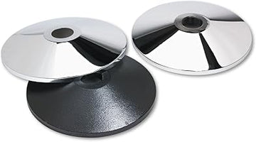 Tatco Adjusta-Tape Crowd Control Stanchion Bases, Chrome, 14 inch Dia, Silver, 2/Box