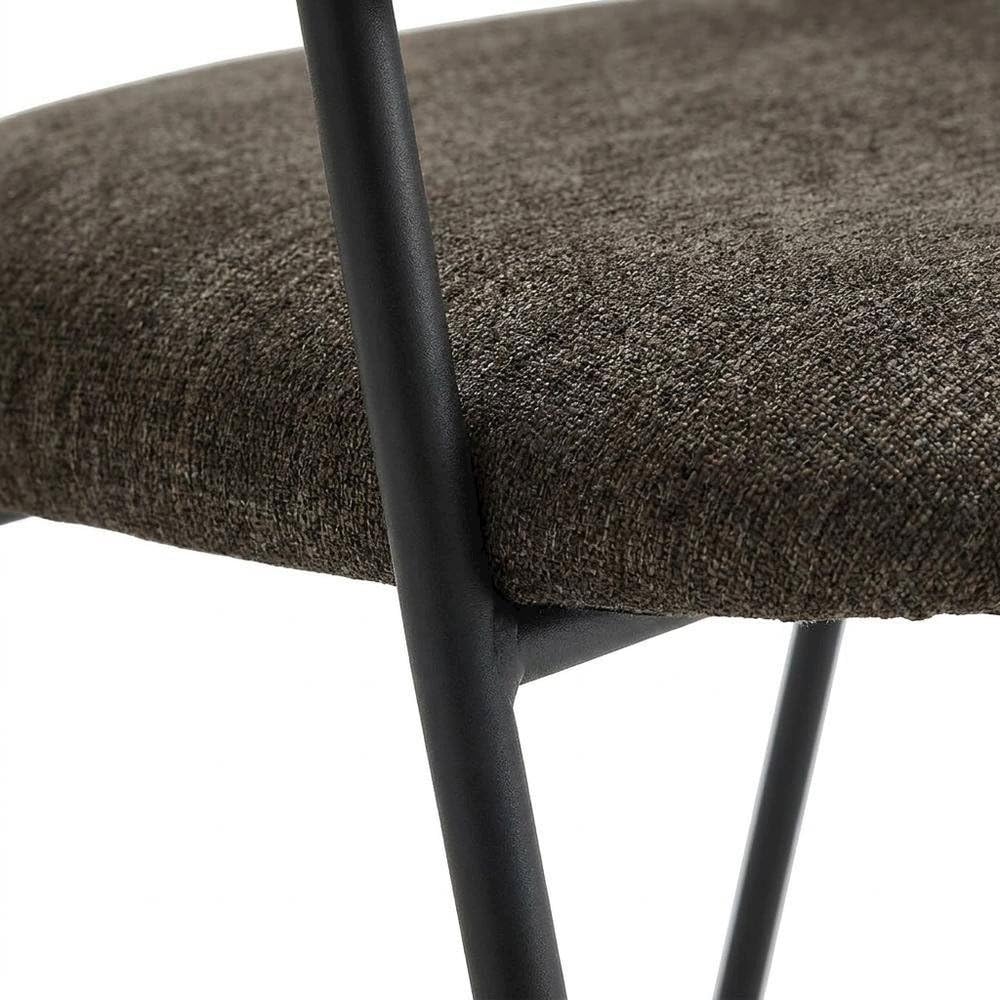 Upholstered Heathered Chenille Dining Chairs Set of 2, Upholstered Kitchen or Dining Room Chairs, Java Black by Furnifact – Polyester, Java Black, Pack of 2