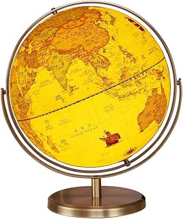 Practical World Globe with Stand for Kids 32cm/12.5in Retro Illuminated World Globes 720°Rotation Globes of Earth Night Light Globes Decorative
