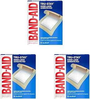 Band-Aid Adhesive Pads, 10 ct, Pack of 3 | Tru-Stay | Large Size | Sterile | Wound Care