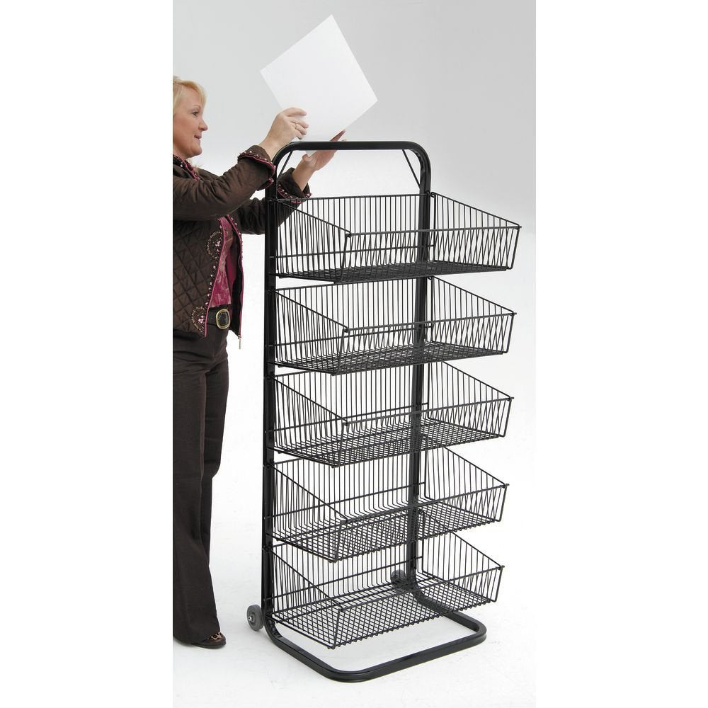 Metal Trial Size Display Rack - 24"L x 16"D x 59"H by HUBERT – Metal, Black, Model WCH0286