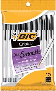 BIC Cristal Stic Medium Ball Pen, Black 10 ea ( Pack of 6)