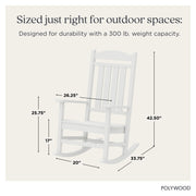 Presidential Rocking Chair in White by Polywood – Oversized, Plastic, White, Model R100WH