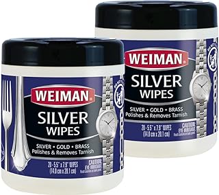 Weiman Jewelry Polish Cleaner, Tarnish Remover Wipes - 40 Count - Use on Silver Jewelry Antique Silver Gold Brass Copper and Aluminum