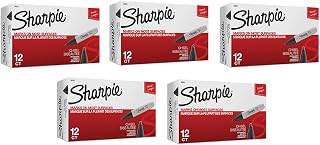 Sharpie Chisel Tip Permanent Markers, Black (12 Count) (5 Pack)