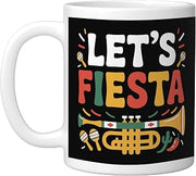 Lets Fiesta Trumpet Cinco De Mayo Mariachi Party Ceramic Mug, White, 11oz