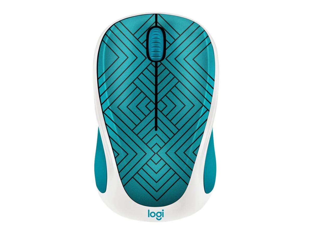 M317C Wireless Mouse - Teal Maze (Renewed) by Logitech – Plastic, Teal Maze, Model 910-004747