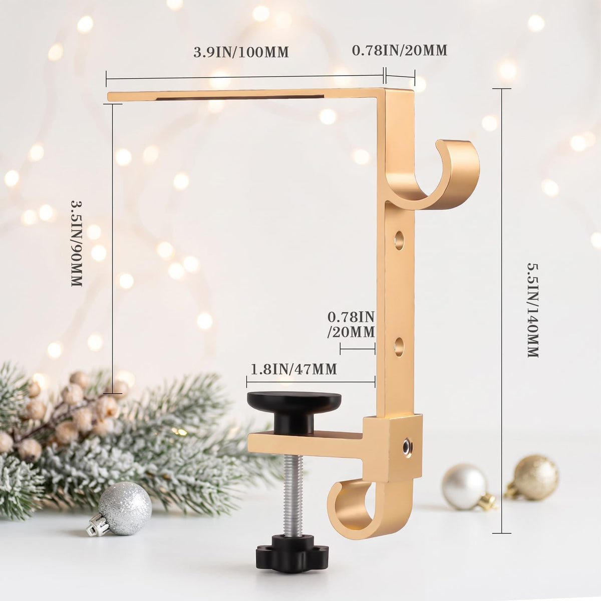 Acrridi Mantel Hook Set, Holds Over 30 Pounds, Gold 4-Pack
