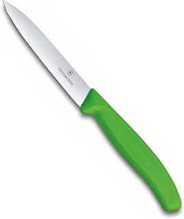 Swiss Classic Paring Knife for Cutting and Preparing Fruit and Vegetables Straight Blade in Green by Victorinox – 3.9", Stainless Steel, Green, Model 6.7706.L114