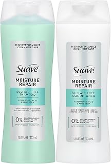 Suave Moisture Repair Sulfate-Free Shampoo & Conditioner Set – Lightweight, Hydrating Hair Treatment for Dry, Damaged Hair, 12.6 Oz Ea