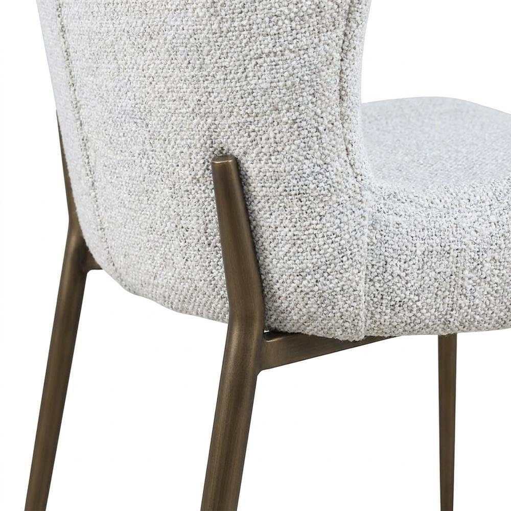 Upholstered Dining Chairs with Antique Brass Legs Set of by Starlight Canyon Home – Iron, Natural Grey, Pack of 2