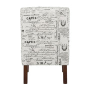 Linen Script Lily Chair in Brown by Furnifact – Eucalyptus Wood, Local Hardwoods, Fabric, Foam, Rubberwood,Plywood, Brown