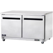 60-Inch Two-Door Undercounter Worktop Refrigerator by Arctic Air – 60-Inch, 15.5 cubic_feet, Silver, Model AUC60R
